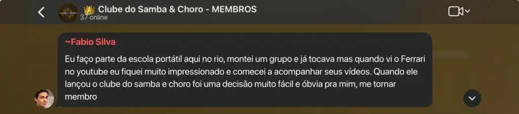 Depoimento de membro do Clube