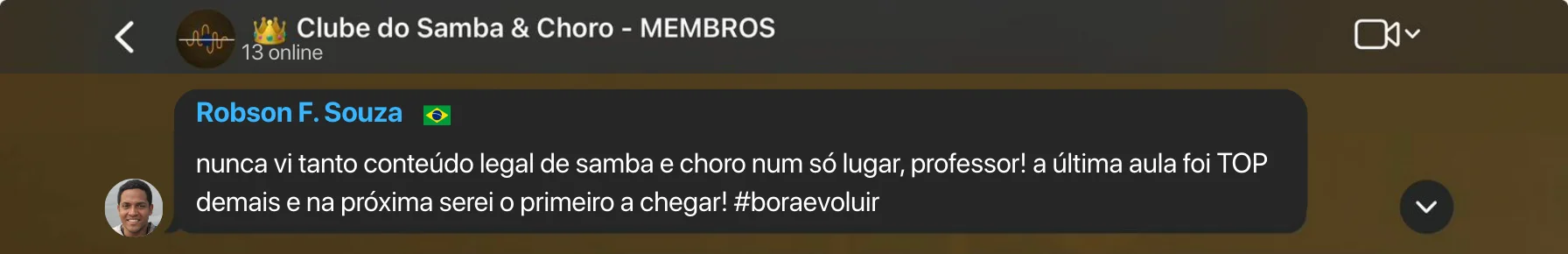 Depoimento de membro do Clube